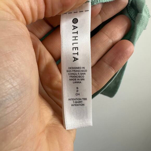 Athleta Raleigh Green Intention Tee Cutout Shoulder - Picture 5 of 10